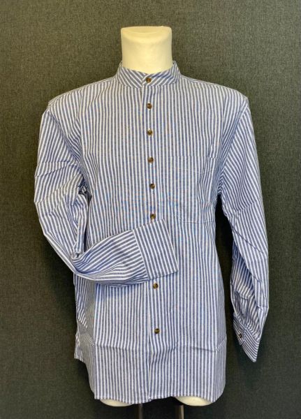 LEE VALLEY Grandfather Comfort Hemd - Blue Stripe